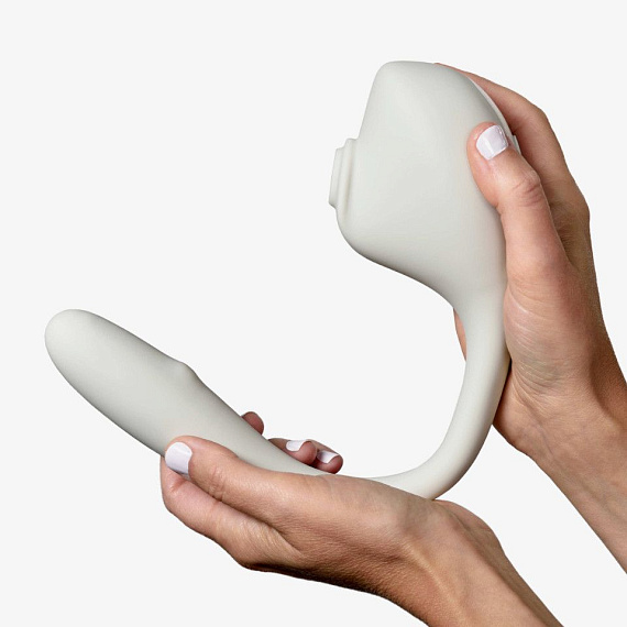 Серый вакуумный стимулятор с отростком Ose 2 Premium Robotic Massager - силикон