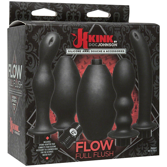 Набор для анального душа Kink Flow Full Flush Set - анодированный пластик, силикон