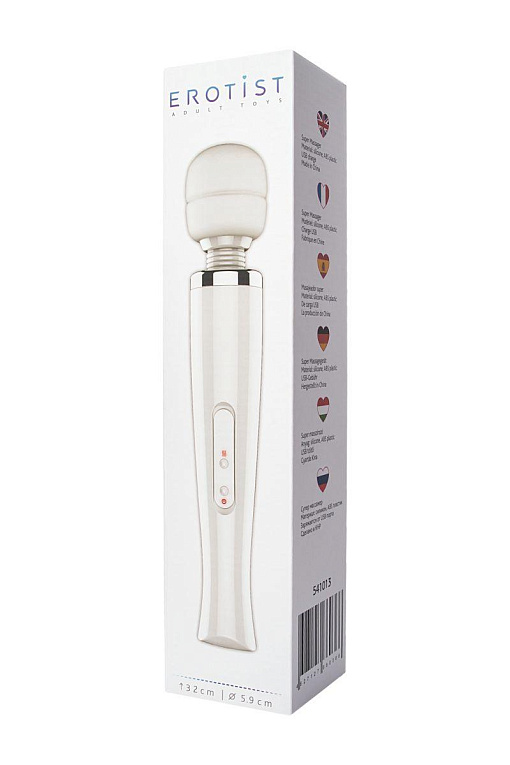 Белый вибратор-жезл Super massager - 32 см. - анодированный пластик, силикон