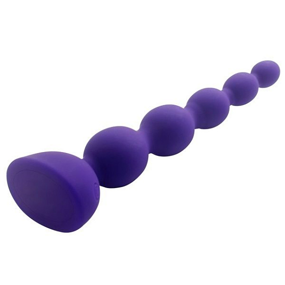 Фиолетовый анальный вибростимулятор Anal Beads L с пультом ДУ - 21,5 см. - силикон