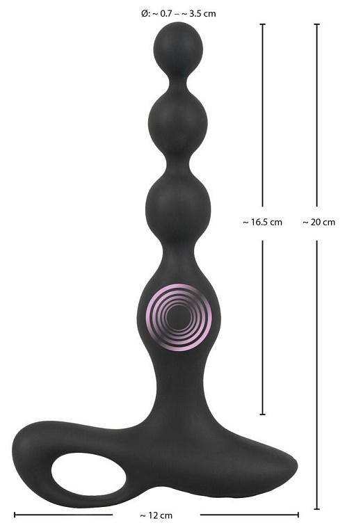 Черная анальная цепочка с вибрацией Rechargeable Anal Beads - 20 см. - фото 6
