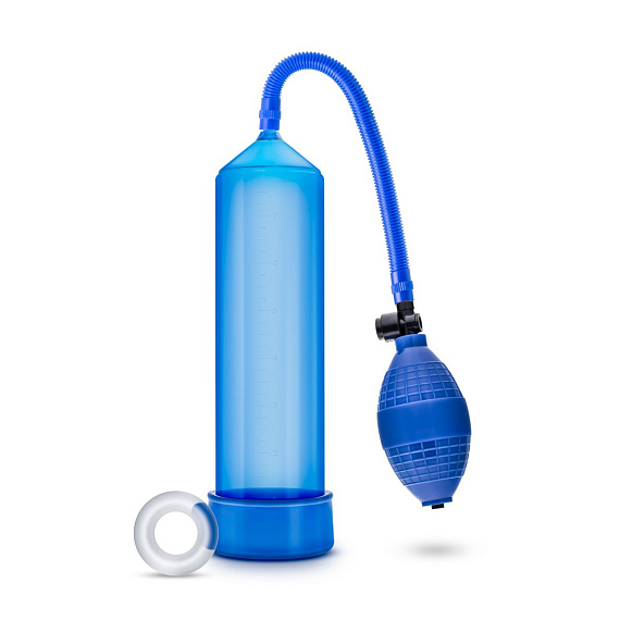 Синяя ручная вакуумная помпа Male Enhancement Pump - поливинилхлорид (ПВХ, PVC)