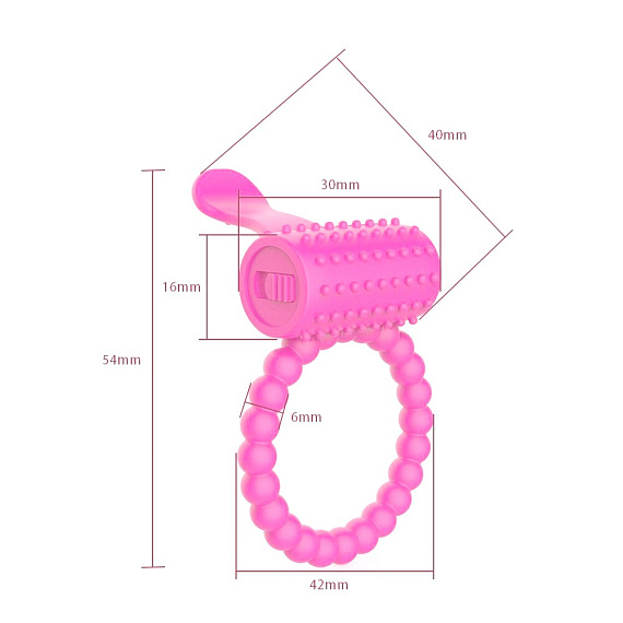 Розовое силиконовое эрекционное кольцо с вибрацией и язычком от Intimcat