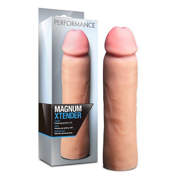 Телесная фаллическая насадка на пенис Magnum Xtender - 23 см. - силикон