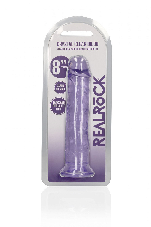 Фиолетовый фаллоимитатор Crystal Clear на присоске - 22 см. - термопластичный эластомер (TPE)