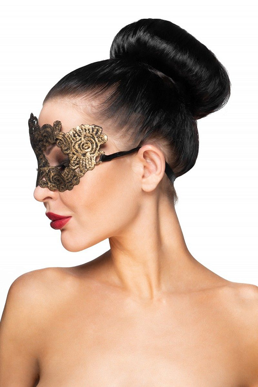 Золотистая карнавальная маска  Курса от Intimcat