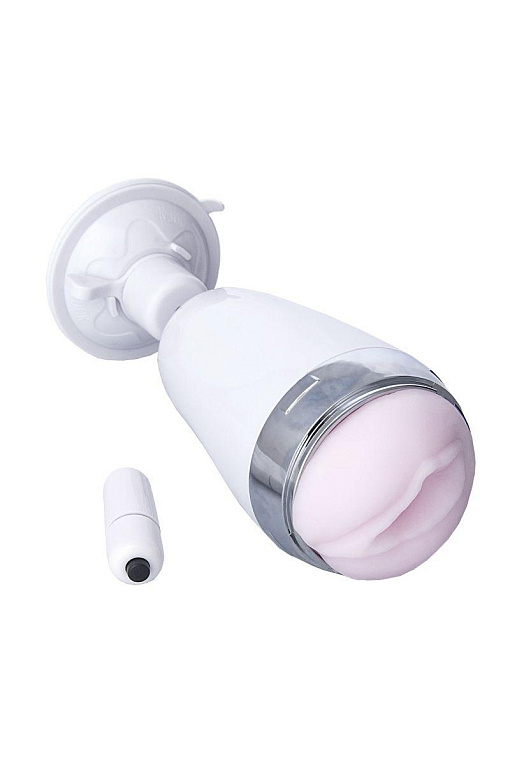 Мастурбатор-вагина в белой колбе с присоской и встраиваемой вибропулей A-toys