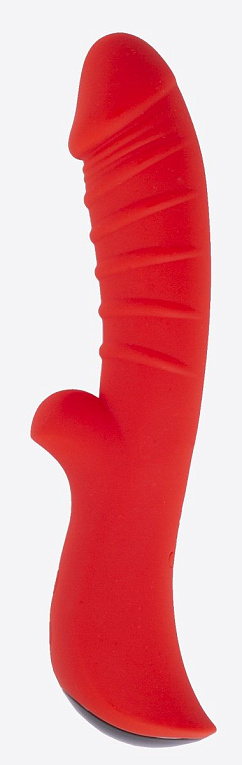 Красный вибромассажёр с рёбрышками Ribbed - 18 см. - силикон