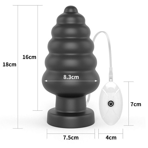 Черная анальная вибровтулка 7 King Sized Vibrating Anal Cracker - 18 см. - поливинилхлорид (ПВХ, PVC)