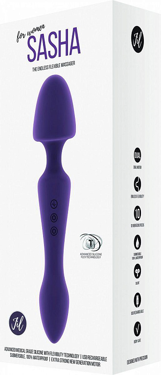Фиолетовый двусторонний вибратор Sasha - 22,5 см. от Intimcat