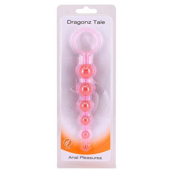 Розовая анальная цепочка DRAGONZ TALE ANAL - 20 см. - поливинилхлорид (ПВХ, PVC)