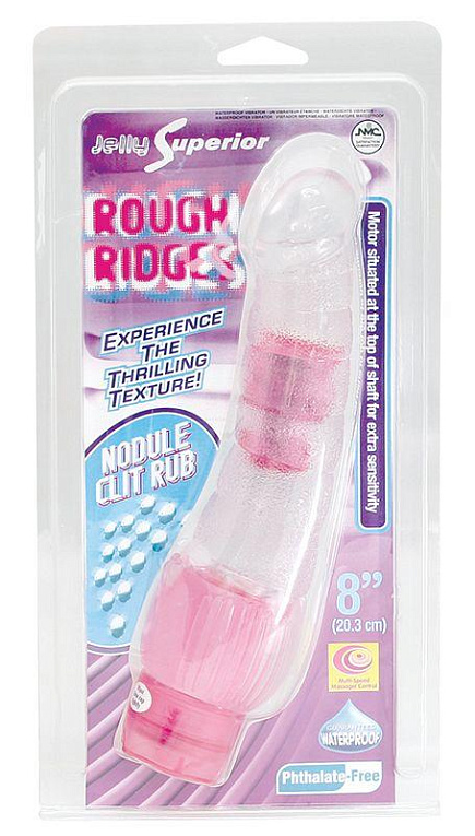 Нежный гелевый вибромассажёр ROUGH RIDGES PINK - 20,3 см. - поливинилхлорид (ПВХ, PVC)