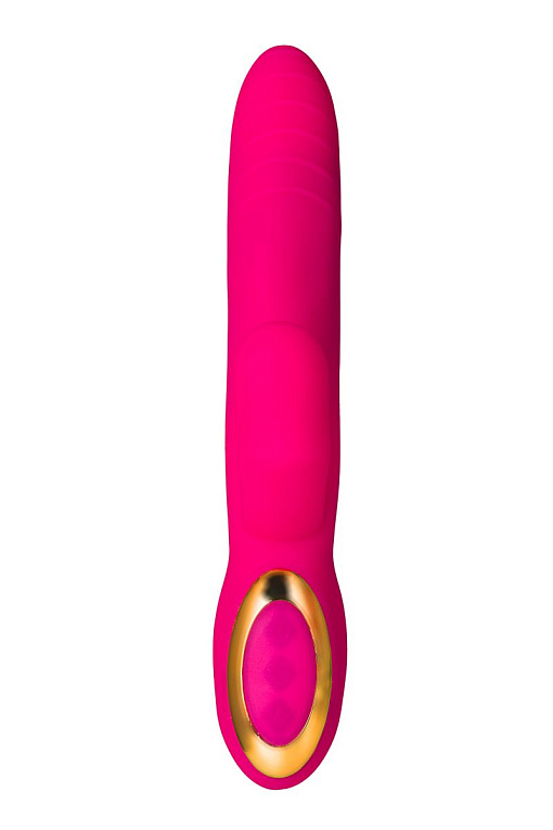 Розовый вибратор с подогревом для двойной стимуляции JOS NEGA - 22 см. - силикон