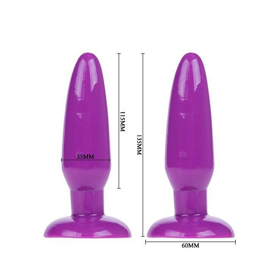 Фиолетовая анальная пробка с присоской - 13,5 см. Baile