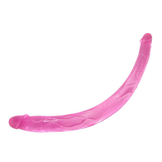 Розовый двусторонний фаллоимитатор из упругого геля - 42 см. - термопластичная резина (TPR)