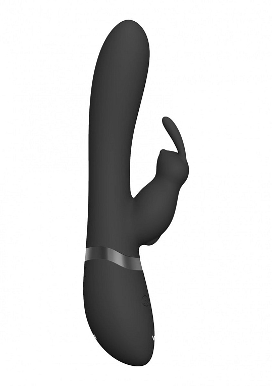 Черный вибромассажер-кролик Taka - 21,3 см. - анодированный пластик, силикон
