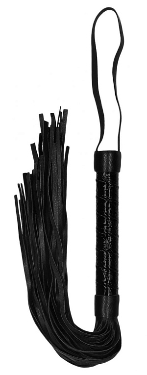 Черная многохвостовая гладкая плеть Luxury Whip - 38,5 см. - искусственная кожа