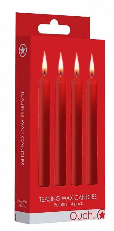 Набор из 4 красных восковых свечей Teasing Wax Candles - воск