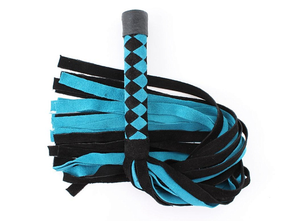 Черно-голубая замшевая плеть с ромбами на ручке - 60 см. от Intimcat