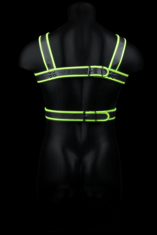 Стильная портупея Body Harness с неоновым эффектом - размер S-M - искусственная кожа, металл