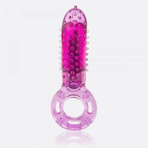 Фиолетовое эрекционное кольцо с вибрацией и пальчиком OYEAH PURPLE от Intimcat
