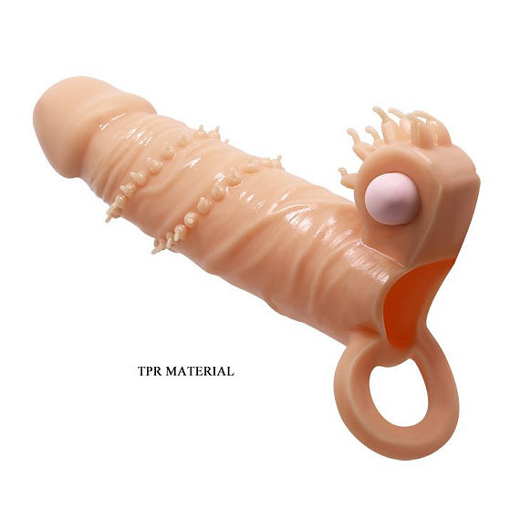 Телесная удлиняющая вибронасадка Penis Sleeve Connor - 17 см. - термопластичная резина (TPR)
