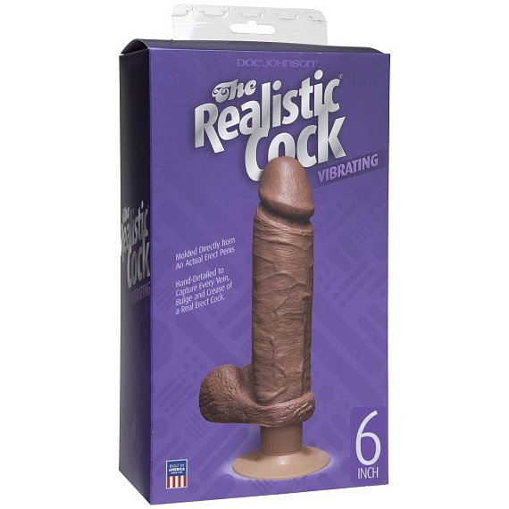 Вибратор-мулат с мошонкой и присоской The Realistic Cock Vibrating 6”- 21,6 см. от Intimcat