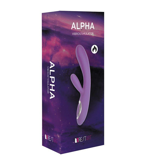 Фиолетовый вибратор Alpha с клиторальным отростком и нагревом - 19 см. от Intimcat
