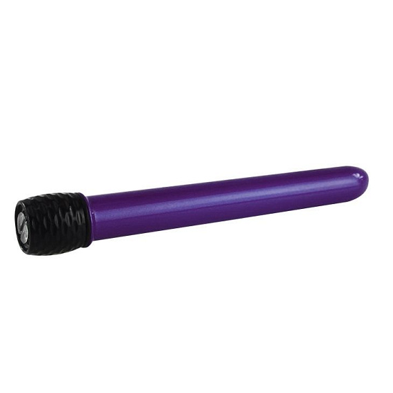 Фиолетовый классический тонкий вибратор - 14,5 см. - анодированный пластик (ABS)