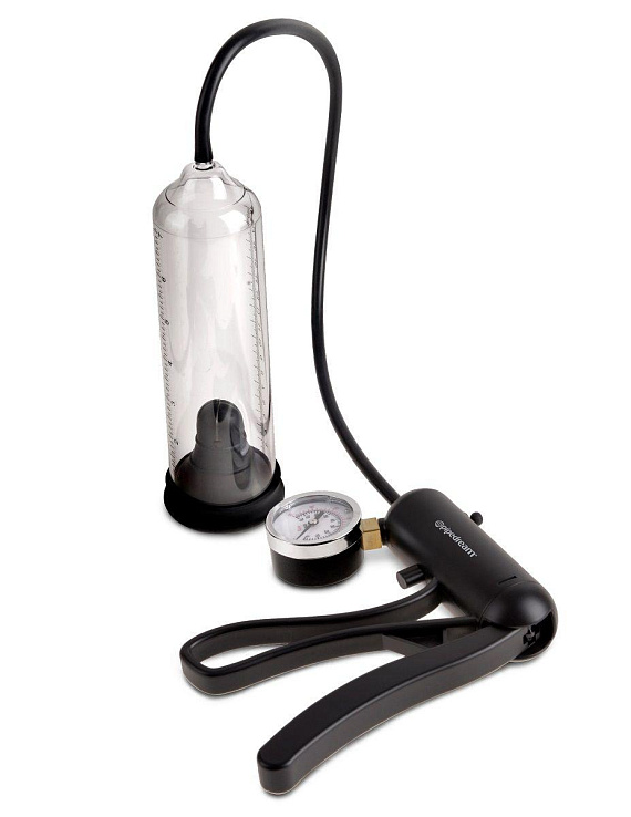 Вакуумная мужская помпа с датчиком давления Pro-Gauge Power Pump - анодированный пластик, силикон