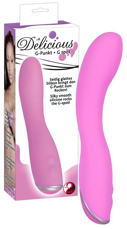 Розовый G-вибростимулятор Silicone Vibe - 20 см.