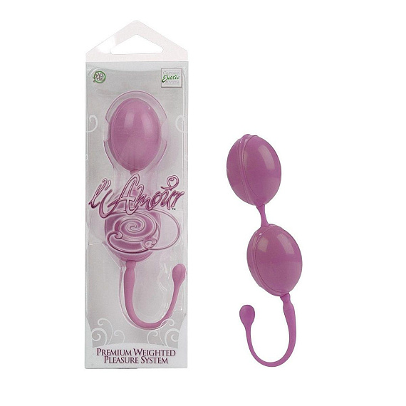 Розовые вагинальные шарики LAmour Premium Weighted Pleasure System - анодированный пластик, силикон