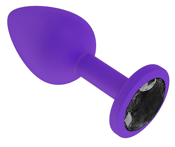 Фиолетовая силиконовая пробка с чёрным кристаллом - 7,3 см. - силикон