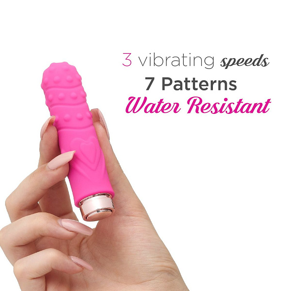 Ярко-розовая рельефная вибропуля Je Taime Silky Touch Vibrator - 9,4 см. - анодированный пластик, силикон
