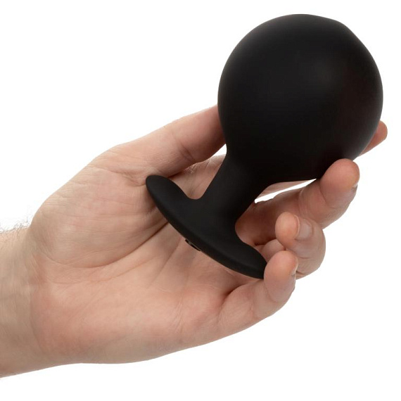 Черная расширяющаяся анальная пробка Weighted Silicone Inflatable Plug Large - 8,25 см. - фото 6