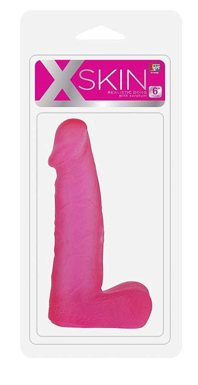 Розовый фаллоимитатор средних размеров XSKIN 6 PVC DONG - 15 см. - поливинилхлорид (ПВХ, PVC)