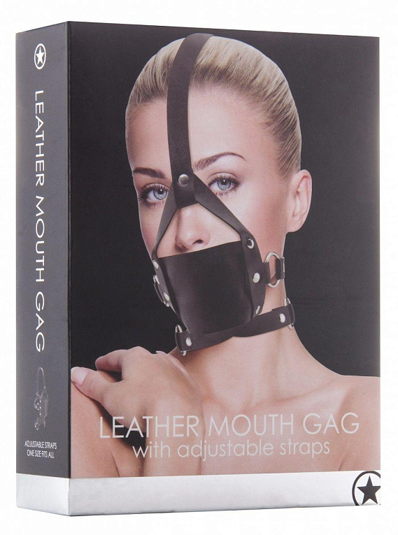 Чёрный кожаный кляп Leather Mouth Gag - натуральная кожа
