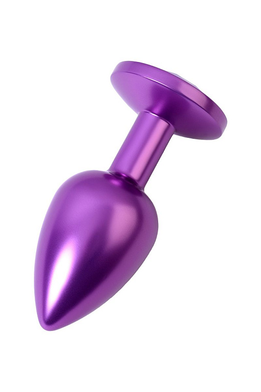 Фиолетовый анальный плаг с кристаллом фиолетового цвета - 7,2 см. от Intimcat