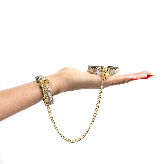Золотистые наручники Diamond Handcuffs Liz - металл