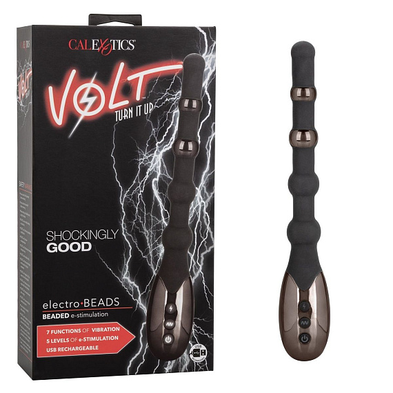 Черный анальный электростимулятор Volt Electro-Beads - 23,5 см. - силикон