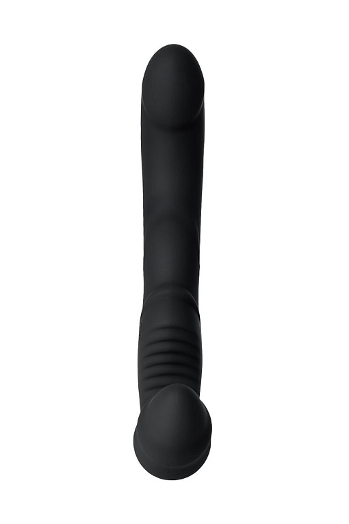 Черный безремневой страпон с вибрацией ToyFa