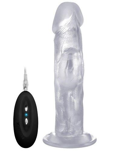 Прозрачный вибратор-реалистик Vibrating Realistic Cock 8  - 20 см.