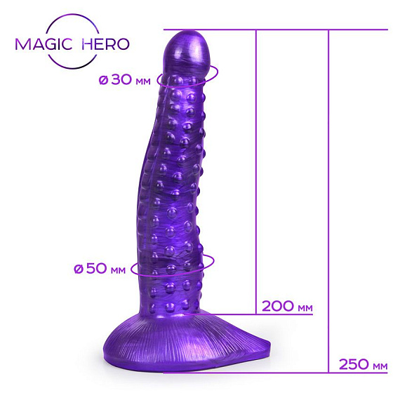 Фиолетовый фантазийный фаллоимитатор с пупырышками - 25 см. - фото 5