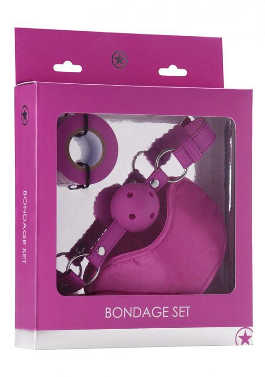 Комплект розовых аксессуаров для бандажа Bondage Set - полиэстер