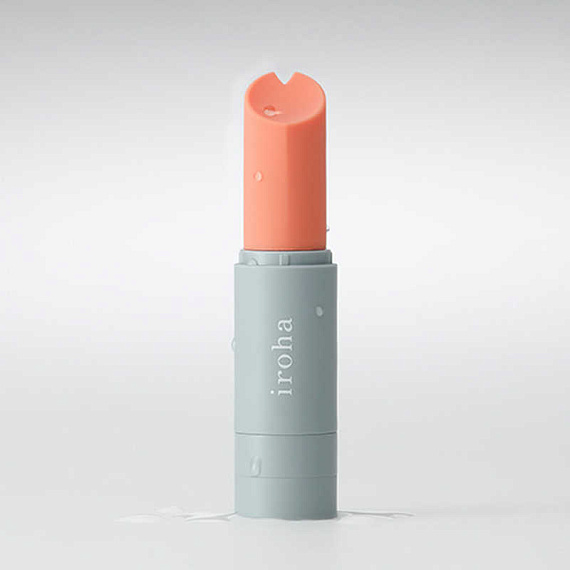 Вибратор в форме оранжевой помады IROHA Stick - анодированный пластик, силикон