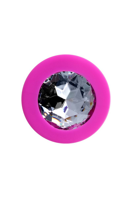 Розовая анальная втулка Brilliant с прозрачным кристаллом - 8 см. от Intimcat
