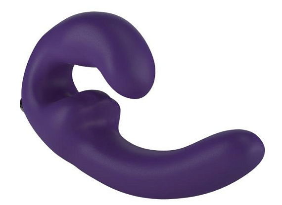 Фиолетовый безремневой страпон с вибрацией Sharevibe от Intimcat