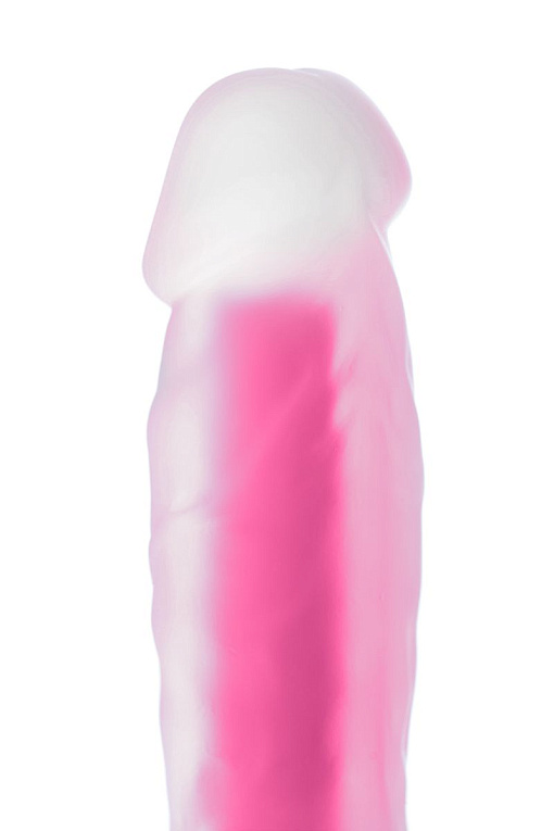 Прозрачно-розовый, светящийся в темноте фаллоимитатор  Не-Он  - 20 см. Eromantica