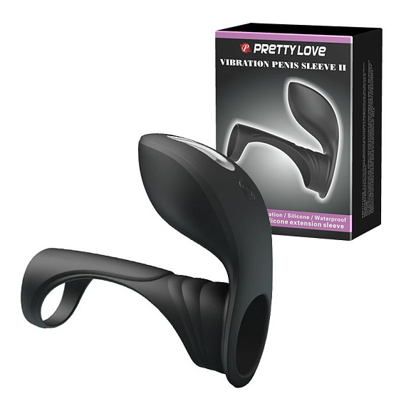 Черная насадка на пенис с вибрацией Vibration Penis Sleeve II - силикон