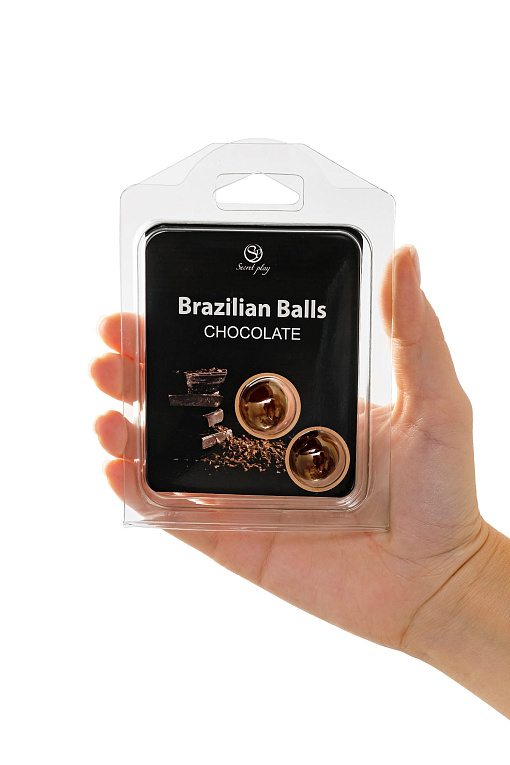 Набор из 2 шариков с массажным маслом Brazilian Balls с ароматом шоколада Secret play